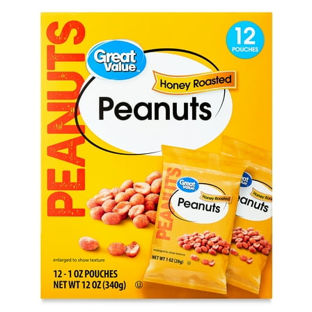 Great Value Honey Roasted Peanuts, 1 oz, 12 Count