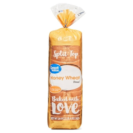 Great Value Wheat Bread Loaf with Honey, 20 oz, 22 Count