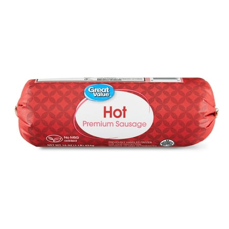 Great Value Hot Premium Sausage Roll, 16 oz, Ground, Raw (Refrigerated)