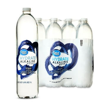Great Value Hydrate Alkaline Water, 33.8 fl oz Bottles, 12 Count