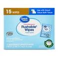 Great Value Hypoallergenic Flushable Wipes, Fresh Scent, 15 Wipes