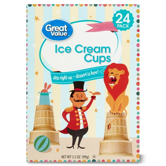 Great Value Ice Cream Cups, 3.5 oz, 24 Count