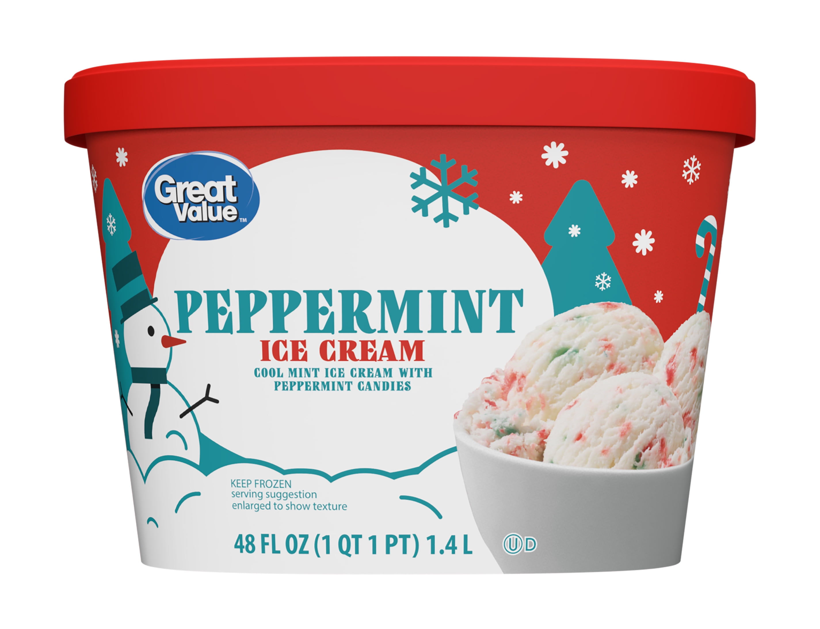 Great Value Ice Cream, Holiday Peppermint, 48 fl oz