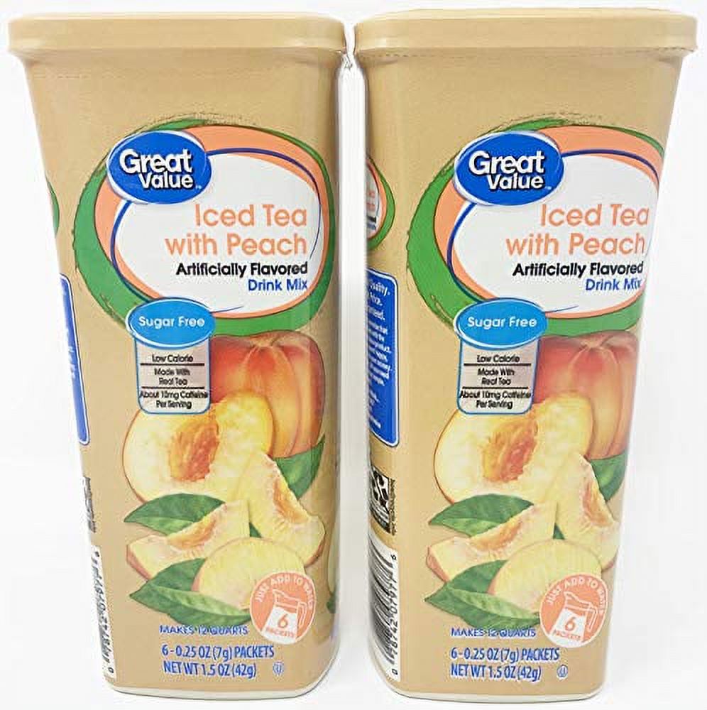 Great Value Iced Tea with Peach Drink Mix, 1.5 Oz 6 Packets (Pack of