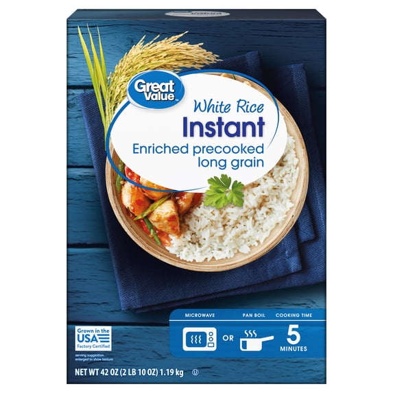 Great Value Instant White Rice, 42 oz (Shelf Stable)