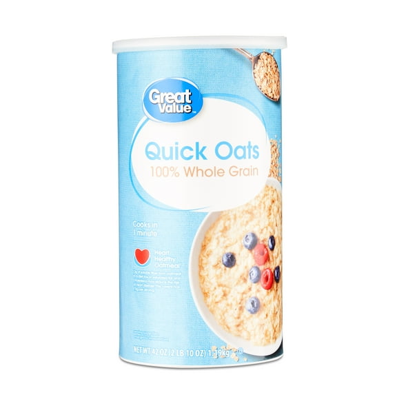 Great Value Instant Whole Grain Quick Rolled Oats, 42 oz