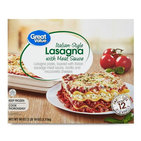 Great Value Italian-Style Lasagna with Meat Sauce, 90 oz, 1 Count