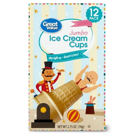 Great Value Jumbo Ice Cream Cups, 2.75 oz, 12 Count