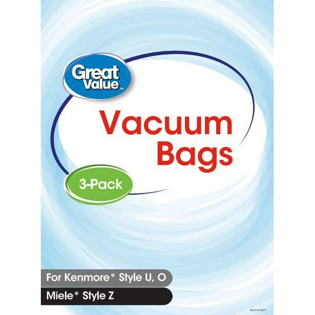 Great Value Kenmore U/O/5068 & Miele Style Z Premium Vacuum Bag, 3Pack