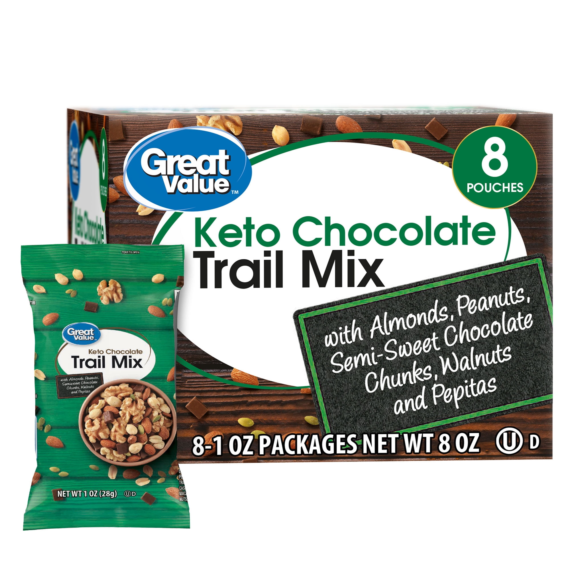 Great Value Keto Chocolate Trail Mix, 1 oz, 8 count - Walmart.com