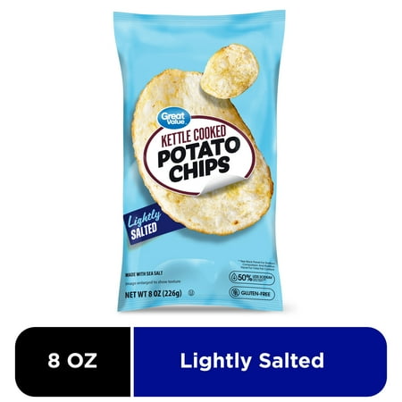 Great Value Kettle Cooked Lightly Salted Potato Chips, 8 oz