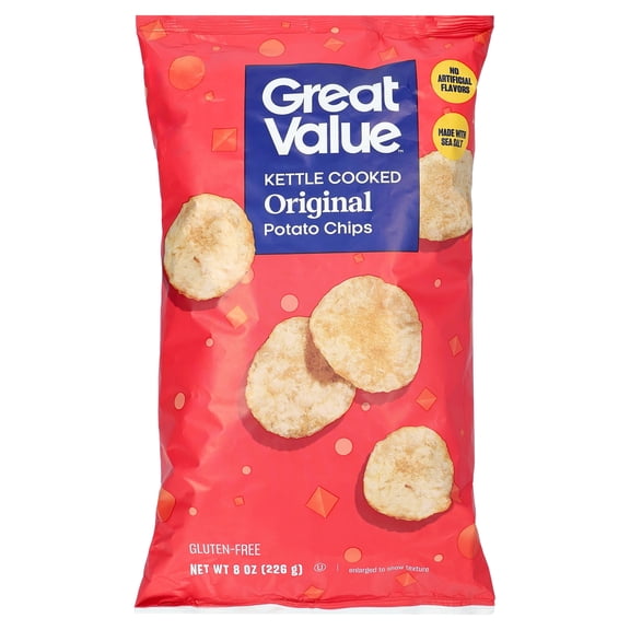 Great Value Kettle Cooked Original Potato Chips, 8 oz