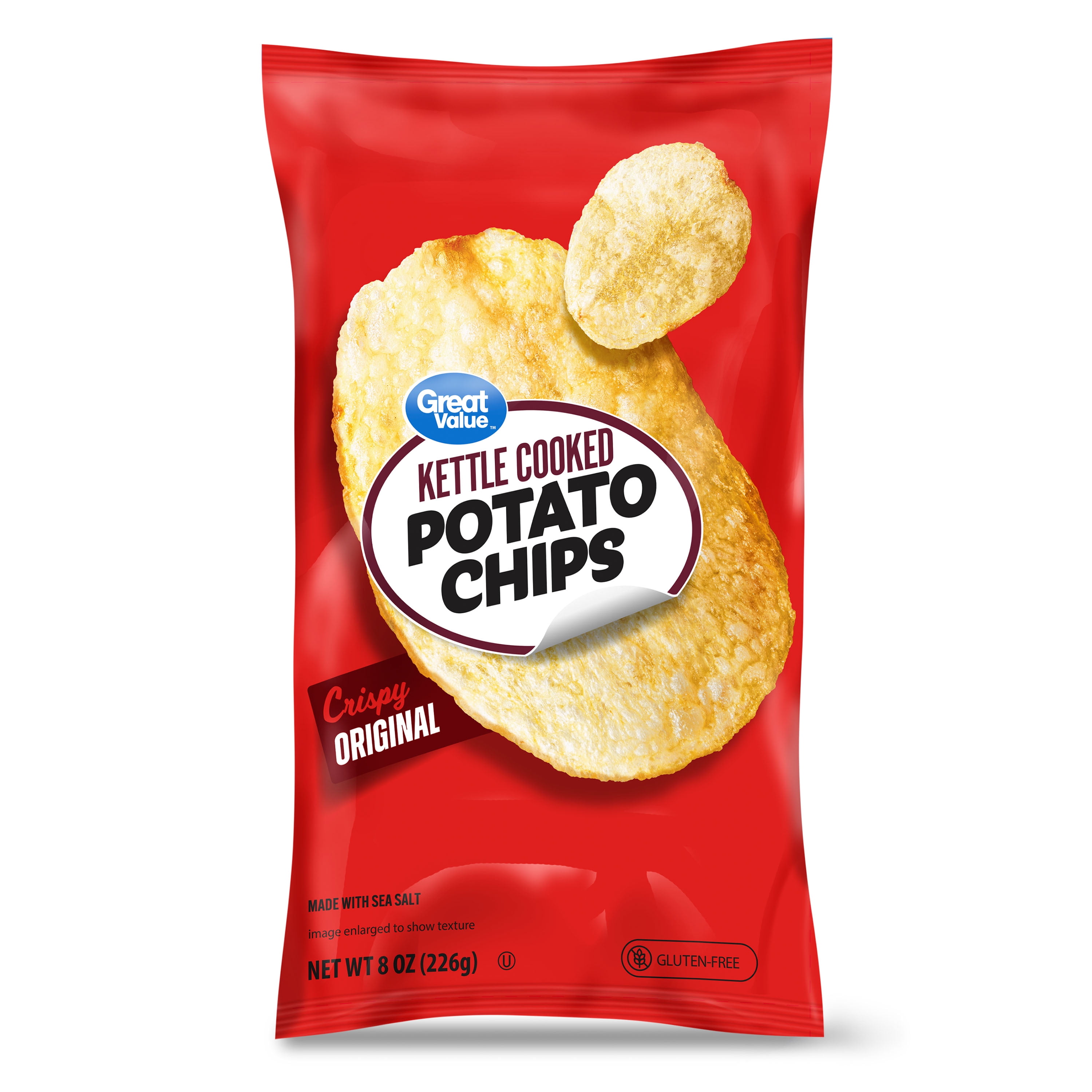 Great Value Kettle Cooked Original Potato Chips, 8 oz