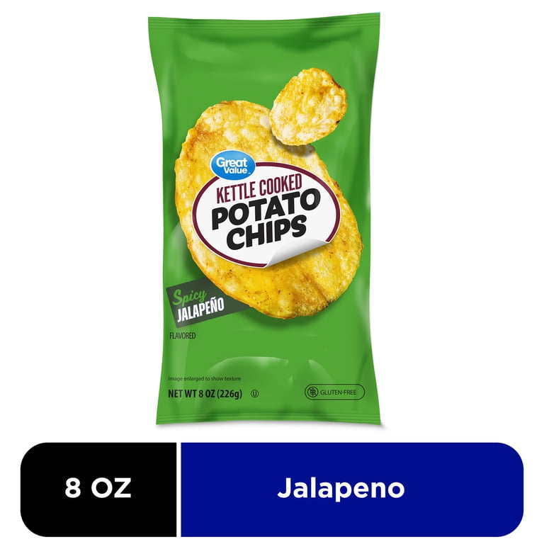 Great Value Kettle Cooked Spicy Jalapeno Potato Chips 8 oz Thick