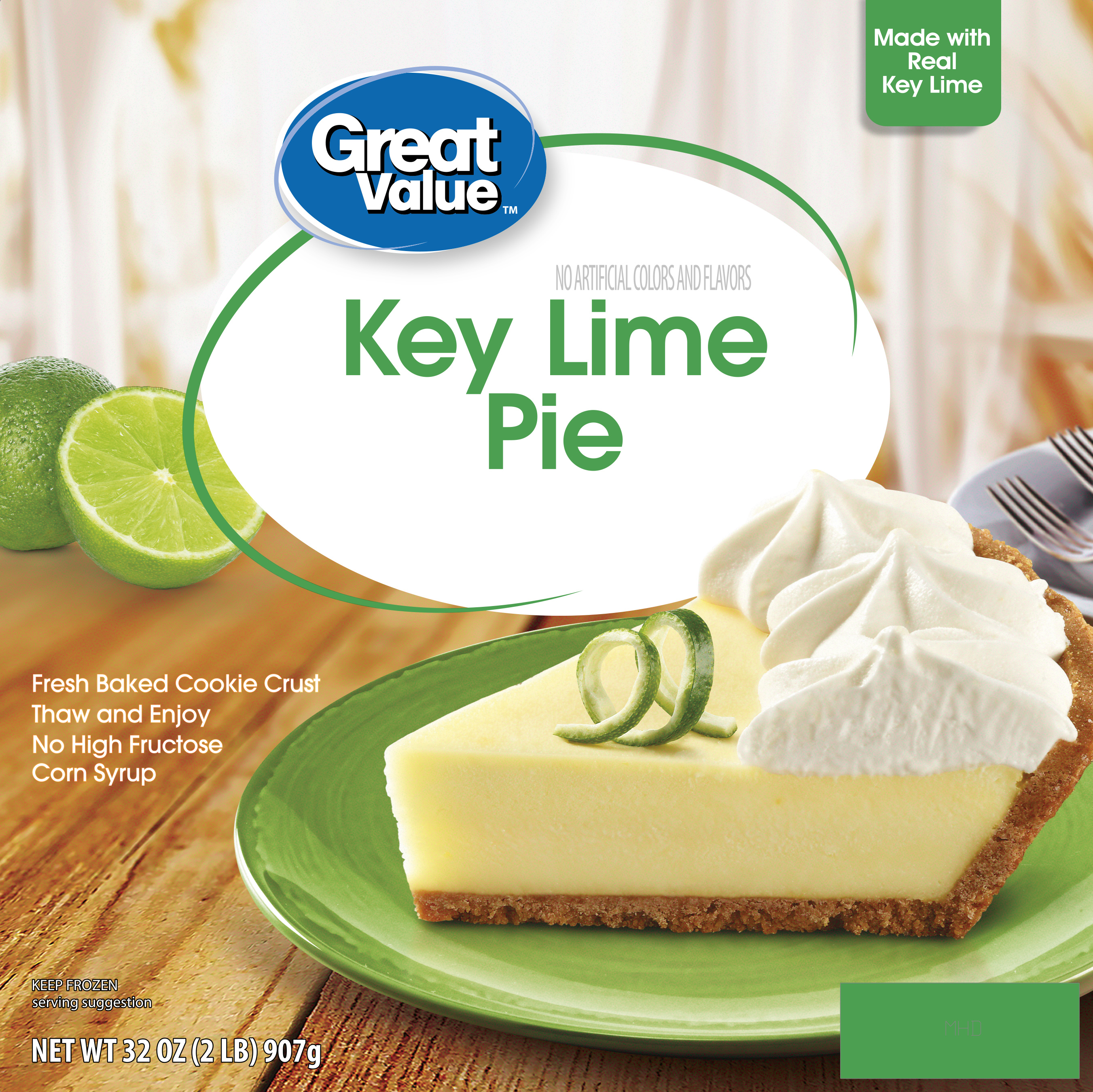 Great Value Key Lime Pie, Frozen Dessert, 32 oz, Made with Real Key Lime, No HFCS, Box (Frozen) - image 1 of 5