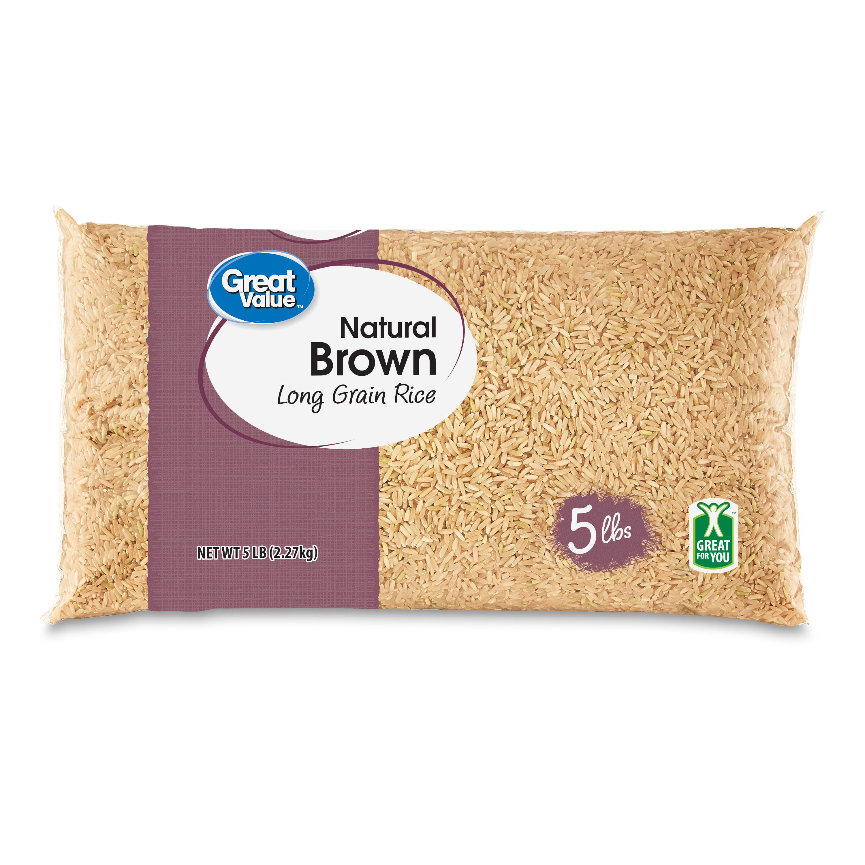 Great Value Natural Brown Long Grain Rice, 5lb (80oz)