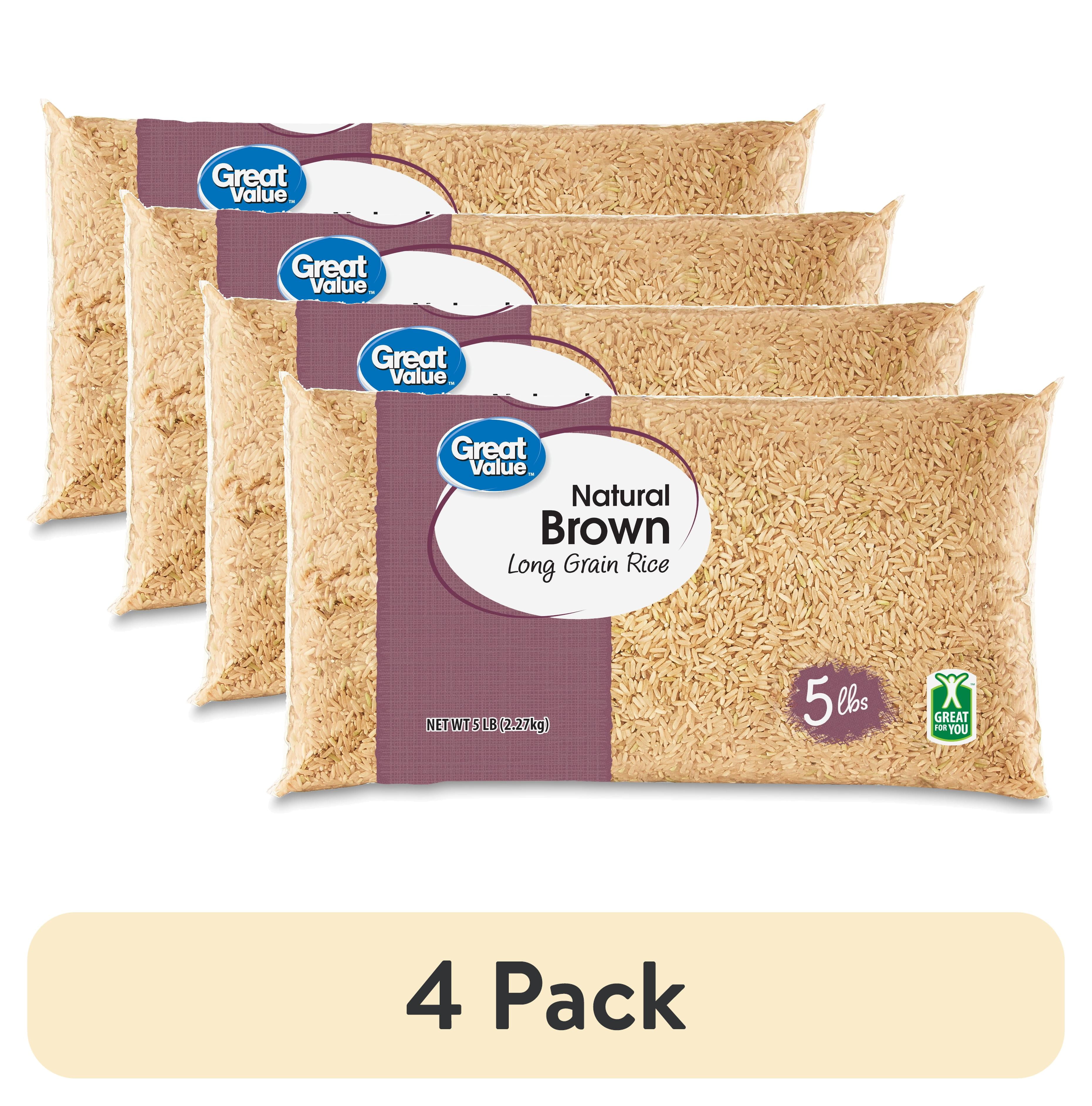 (4 pack) Great Value Natural Brown Long Grain Rice, 5lb (80oz ...