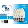 thumbnail image 1 of Great Value LED, 4W (60W Eqv) B10 Deco Lamp E26 Medium Base, Dimmable, Daylight, 4pk, 1 of 7