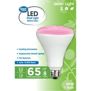 Great Value LED, 8 Watts (65W Equivalent) BR30 Grow Light E26 Medium Base, Non-Dimmable, Plant, 1-Pack