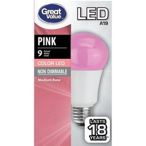 Great Value LED A19 (E26) Light Bulb,9 Watts, Pink
