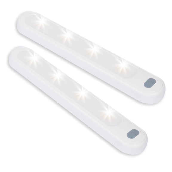 Great Value 12-inch LED Light Bar with Frosted Cover, Battery Powered, 2-Pack