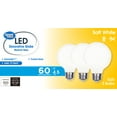 thumbnail image 1 of Great Value LED Bulb, 4.5-Watt (60W Equivalent) G25 Deco Bulbs E26 Base, Soft White, 3-Pack, 1 of 9