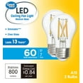thumbnail image 1 of Great Value A15 LED 7W (60W Equivalent) Soft White Ceiling Fan E26 Medium Base Light Bulbs, Dimmable, 2 Pack, 1 of 8