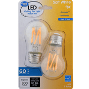 Great Value LED Ceiling Fan Bulb, 7-Watt (60W Equivalent) A15 with E26 Base Soft White, 2 Pack