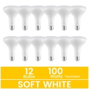 Great Value LED Floodlight Bulb, 14W (100W Equivalent) Softwhite BR30 with E26 Base, Dimmable, 12PK