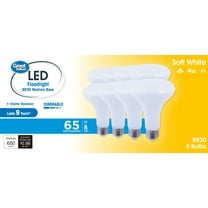 Great Value BR30 LED Floodlight Bulb, 8-Watt (65W Equivalent) Dimmable Soft White E26 Base, 8 Pack