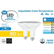 Great Value LED Light Bulb, 13.5 Watts (90W Equivalent) PAR38 Floodlight Lamp E26 Medium Base, Dimmable, CCT, 2-Pack