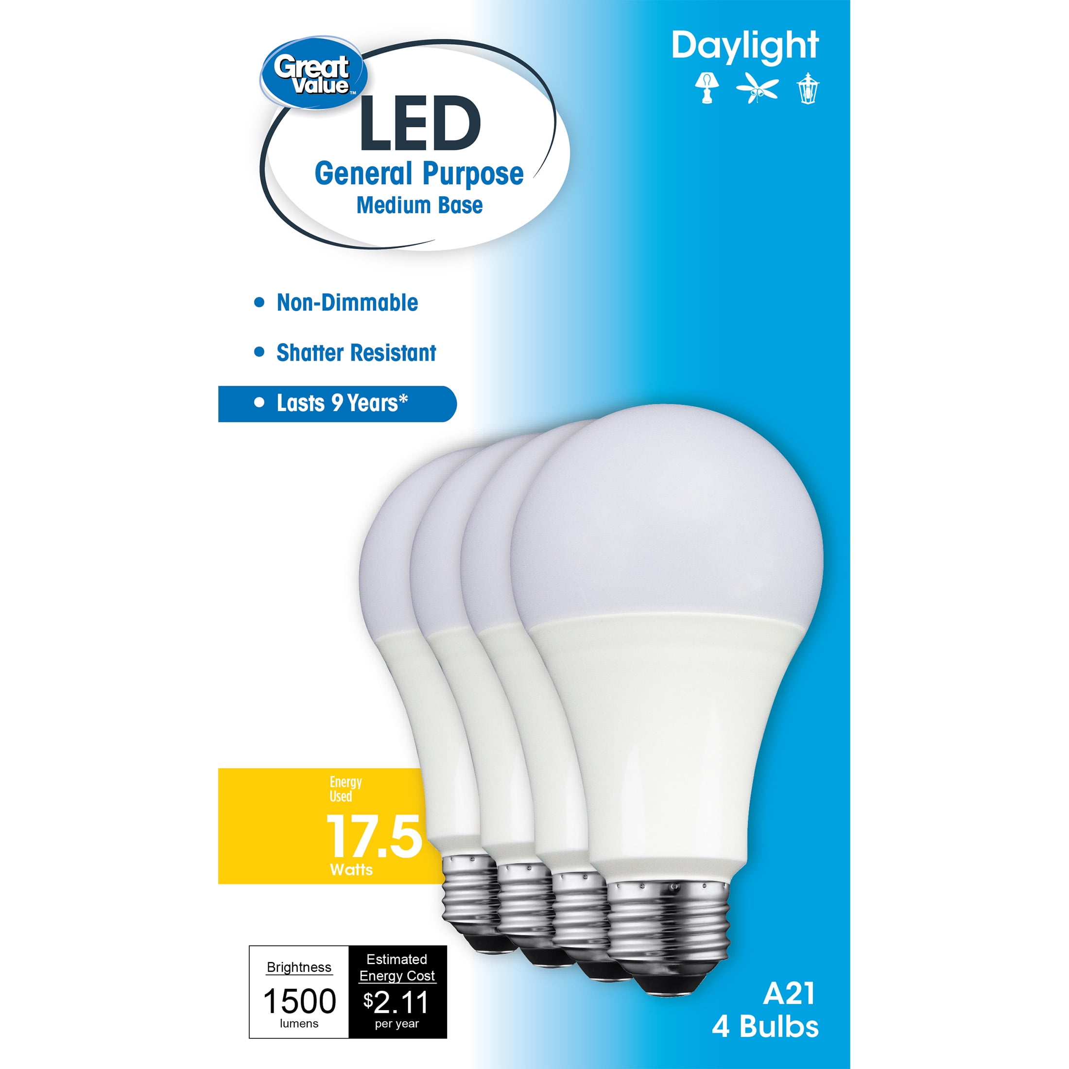 Great Value LED Light Bulb, 17.5W (100W Equivalent) A21 General Purpose