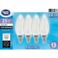 thumbnail image 1 of Great Value LED Light Bulb, 2.5W (25W Equivalent) B10 Deco Lamp E12 Candelabra Base, Non-dimmable, Daylight, 4-Pack, 1 of 8