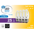 thumbnail image 1 of Great Value B10 LED 3W (25W Equivalent) Soft White E26 Medium Base Decorative Light Bulbs, Dimmable, 4 Pack, 1 of 6