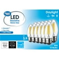 thumbnail image 1 of Great Value LED Light Bulb, 5.5 Watts (60w Equivalent) Deco lamp E26 Medium Base, Dimmable, Daylight, 12-Pack, 1 of 8