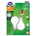 thumbnail image 1 of Great Value LED Light Bulb, 5 Watts (40W Eqv.) A15 Ceiling Fan Frosted Lamp E17 Base, Dimmable, Soft White, 2-Pack, 1 of 8
