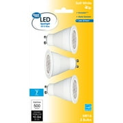 Great Value LED Light Bulb, 7 Watts (50W Equivalent) MR16 Lamp GU10 Base, Dimmable, Soft White, 3-Pack