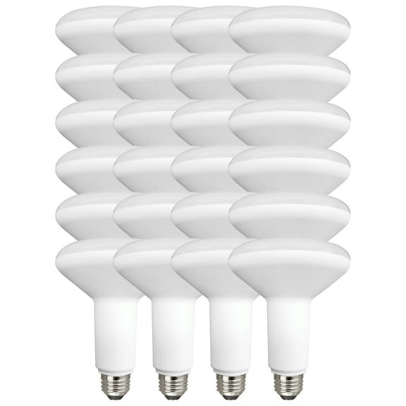 Great Value LED Light Bulb, 9W (65W Equivalent) BR30 Floodlight Lamp E26 Medium Base, Dimmable, Soft White, 24-Pack