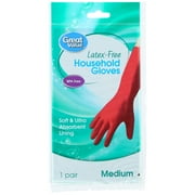 Great Value Latex-Free Household Gloves, Medium, 1 Pair, Red
