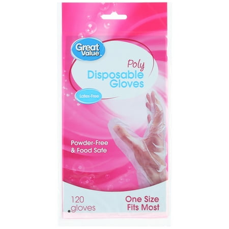 Great Value Latex-Free Poly Disposable Gloves, 120 Count, One Size Fits Most