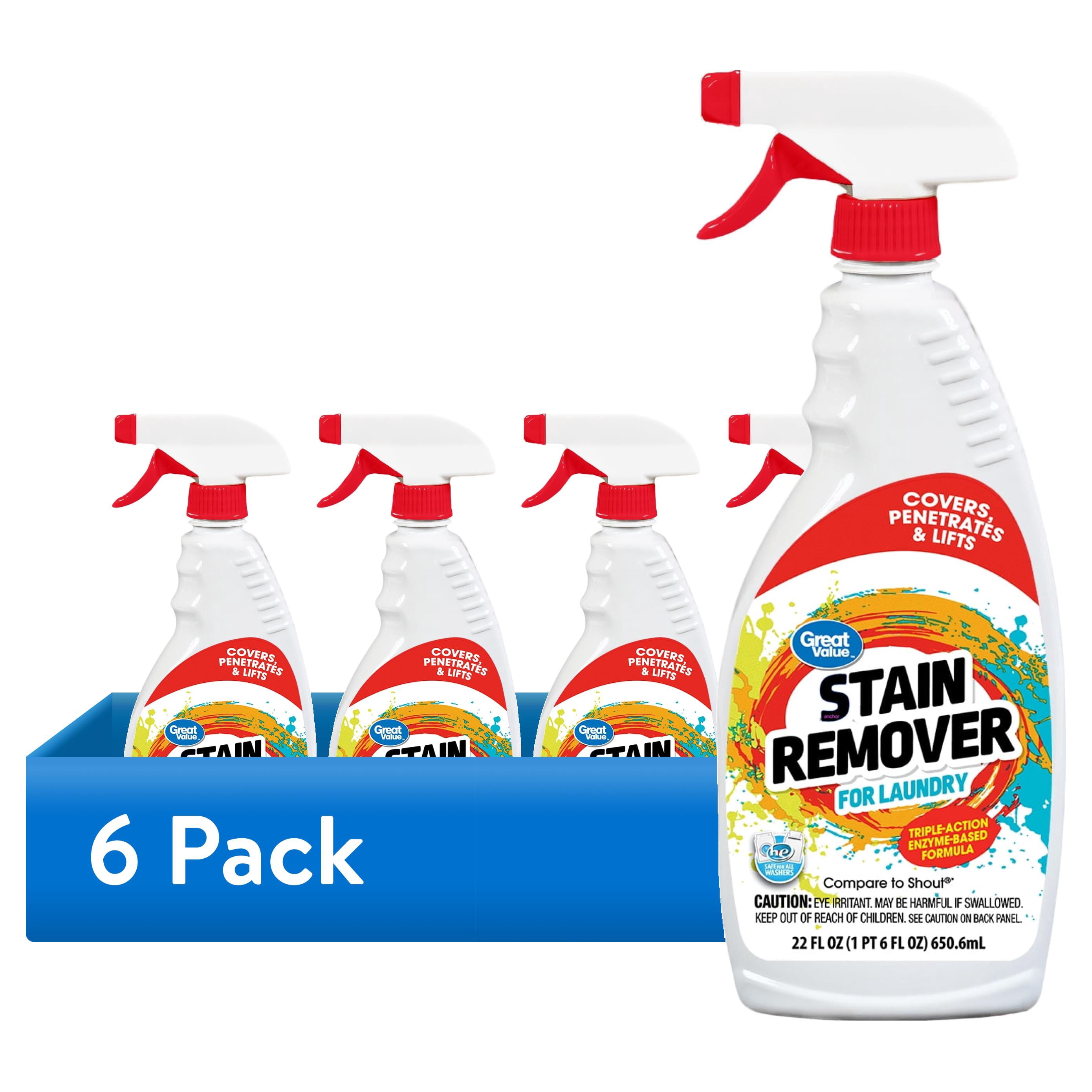 (6 pack) Great Value Laundry Stain Remover Spray, 22 fl oz