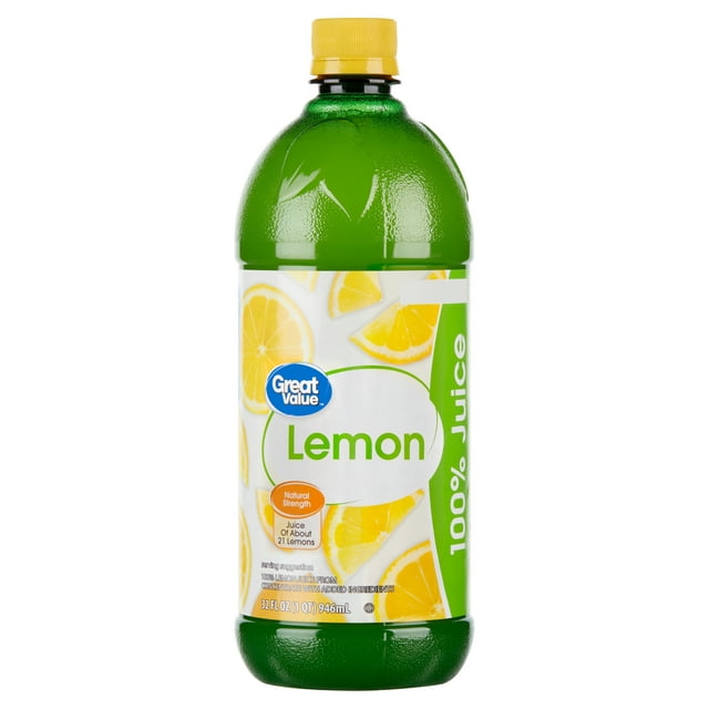 Great Value Lemon 100% Juice, 32 fl oz