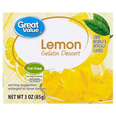 Great Value Lemon Gelatin Dessert, 3 oz