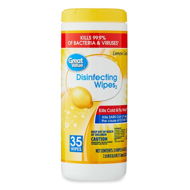 Great Value Lemon Scent Disinfecting Wipes, 35 Count