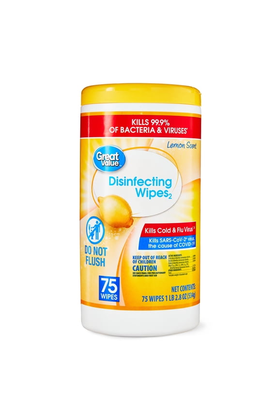 Lemon Scent Disinfecting Wipes, 1 Lbs, 5.5 oz, 75 Count