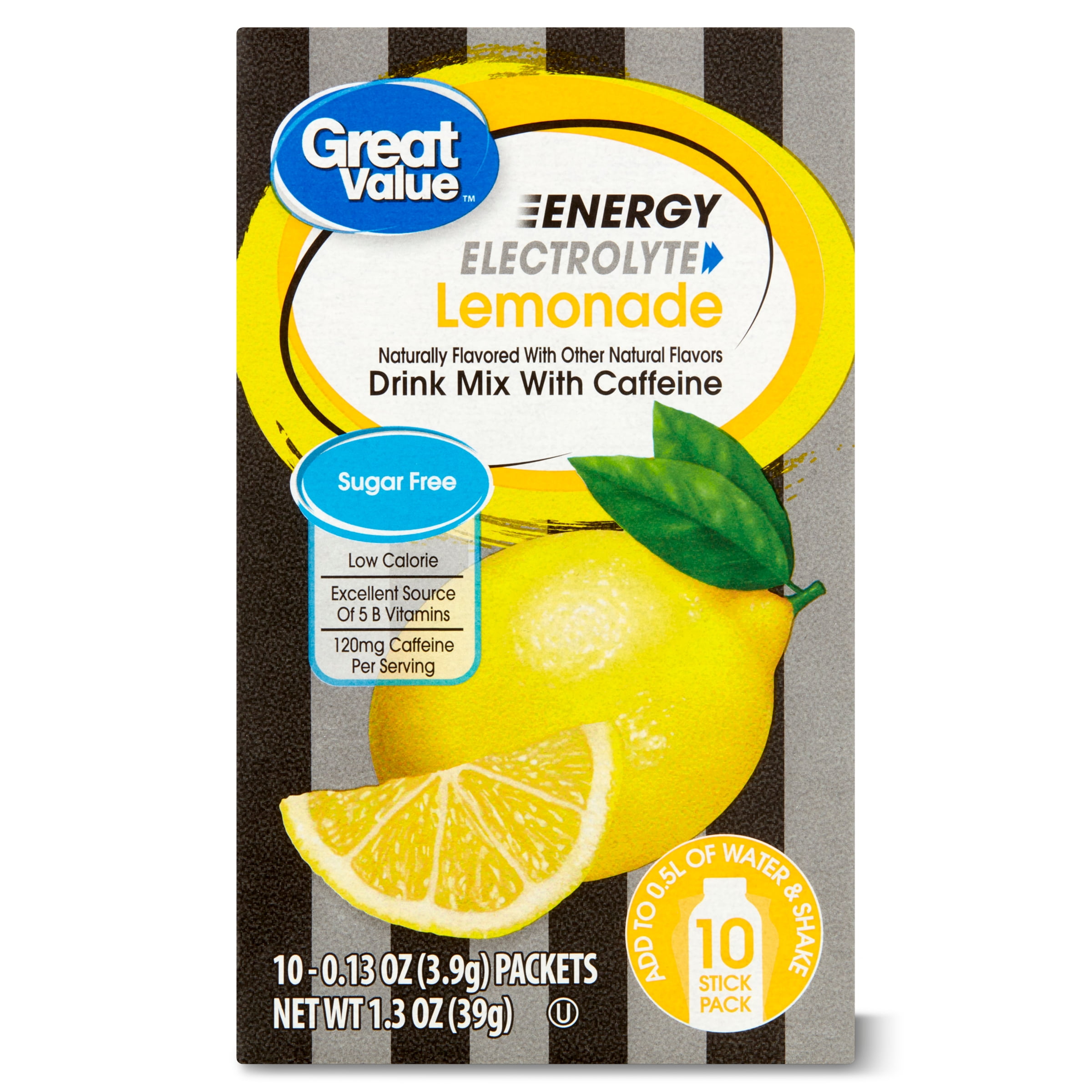 Great Value Lemonade Drink Mix, 0.13 oz, 10 Count