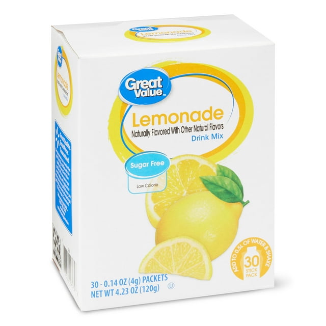 Great Value Lemonade Drink Mix, 0.14 oz, 30 Count - Walmart.com