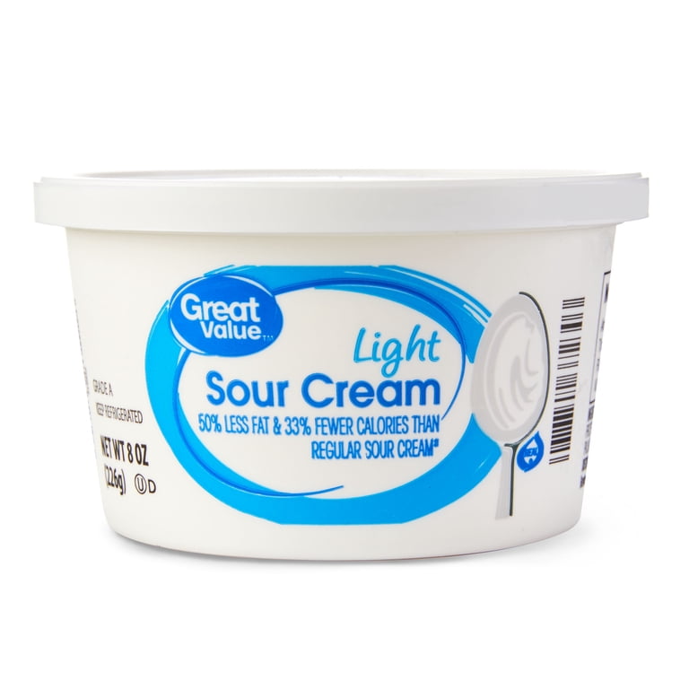 Great Value Light Sour Cream 8 oz with Reduced Fat and Calories