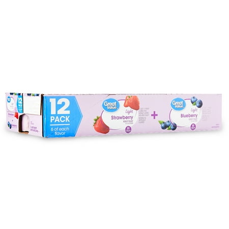 Great Value Light Strawberry and Blueberry Nonfat Yogurt, 6 oz, 12 Count
