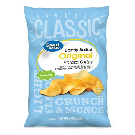 Great Value Lightly Salted Original Flavor Potato Chips 8 oz
